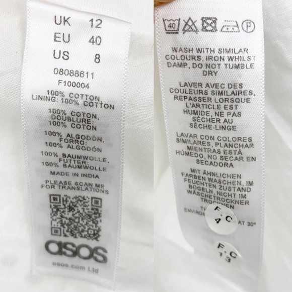 ASOS Palm Broderie Wrap Halter Mini Sundress White - Picture 7 of 8